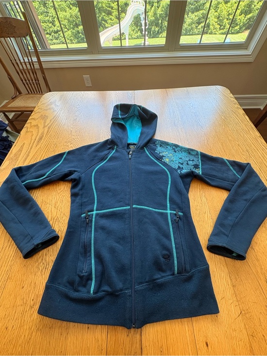 Mountain Hardwear Tops - Mountain Hardware Hoodie Sweatshirt Full Zip Jacket Blue Floral Print Size S